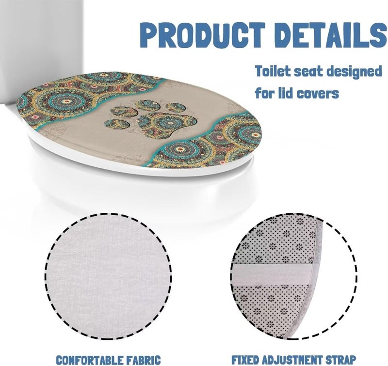 Flashideas Dog Paw Prints Toilet Lid Cover Bathroom Decoration Accessories Bathroom Toilet Lid Soft Plush Seat Covers Seat Covers Fits Most Lids for Accessories Decor - Image 5